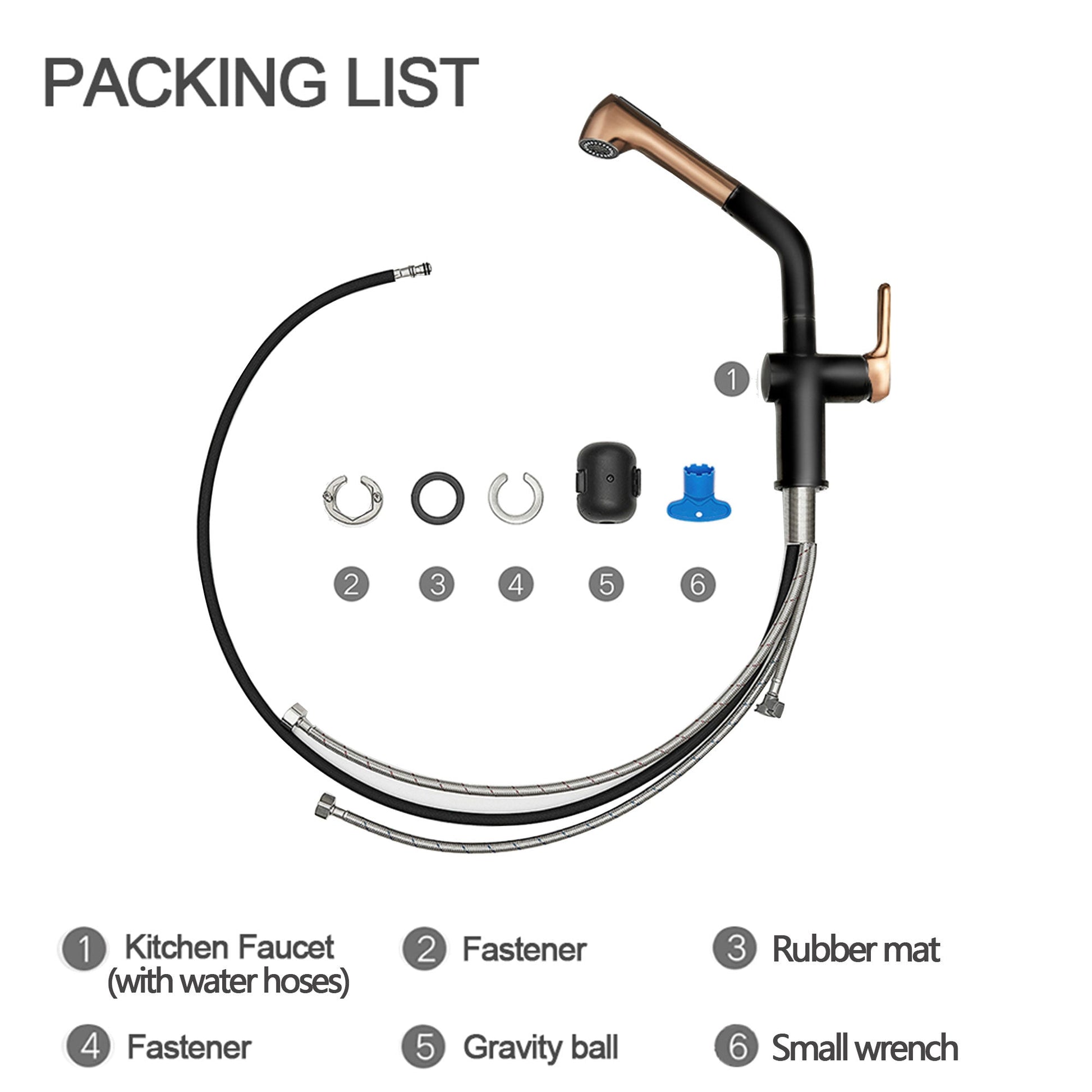 Grifo de cocina extraíble monomando – Acabado negro y dorado Home & Garden - Home Improvement - Kitchen Fixtures - Kitchen Faucets | Zulter VIP .