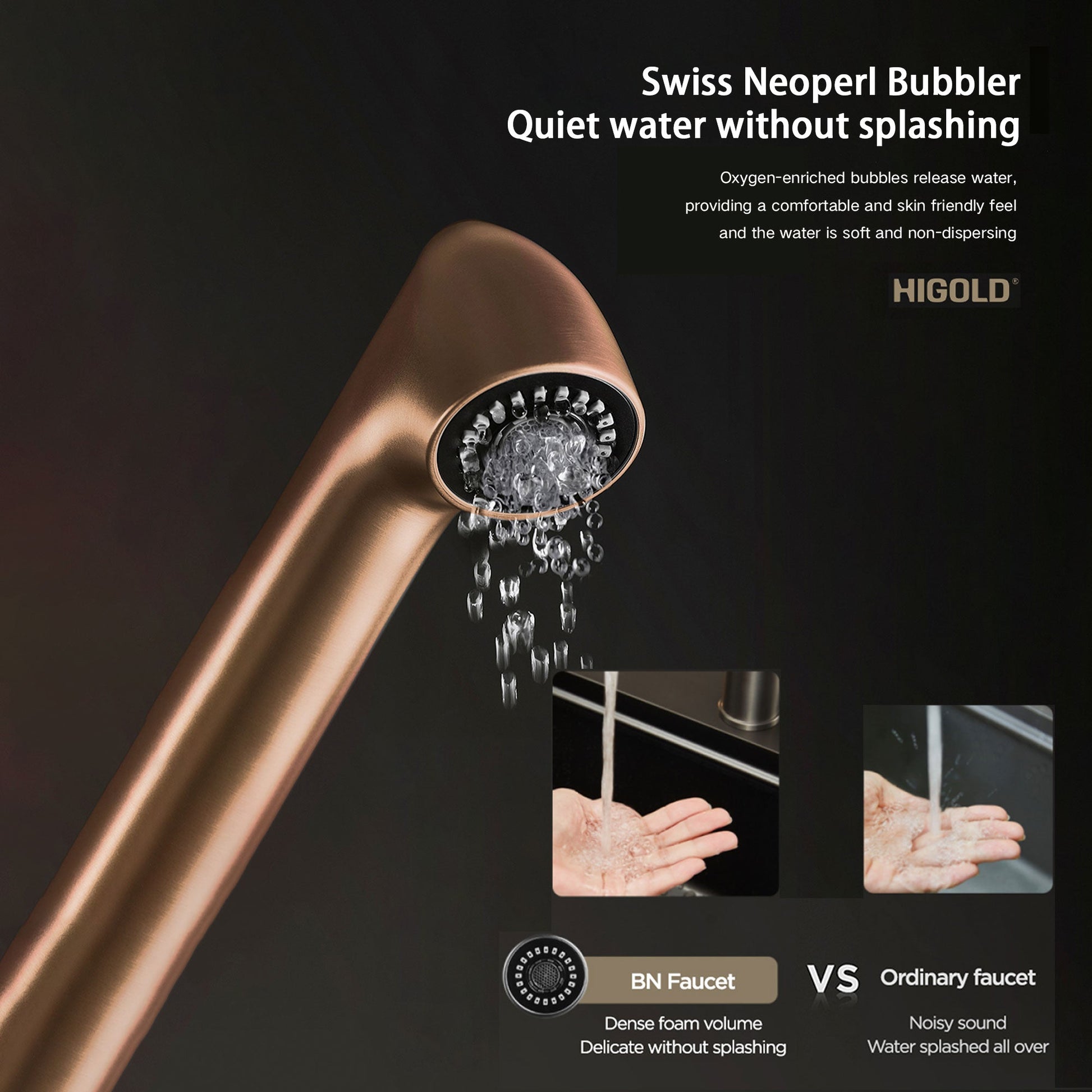 Grifo de cocina extraíble monomando – Acabado negro y dorado Home & Garden - Home Improvement - Kitchen Fixtures - Kitchen Faucets | Zulter VIP .