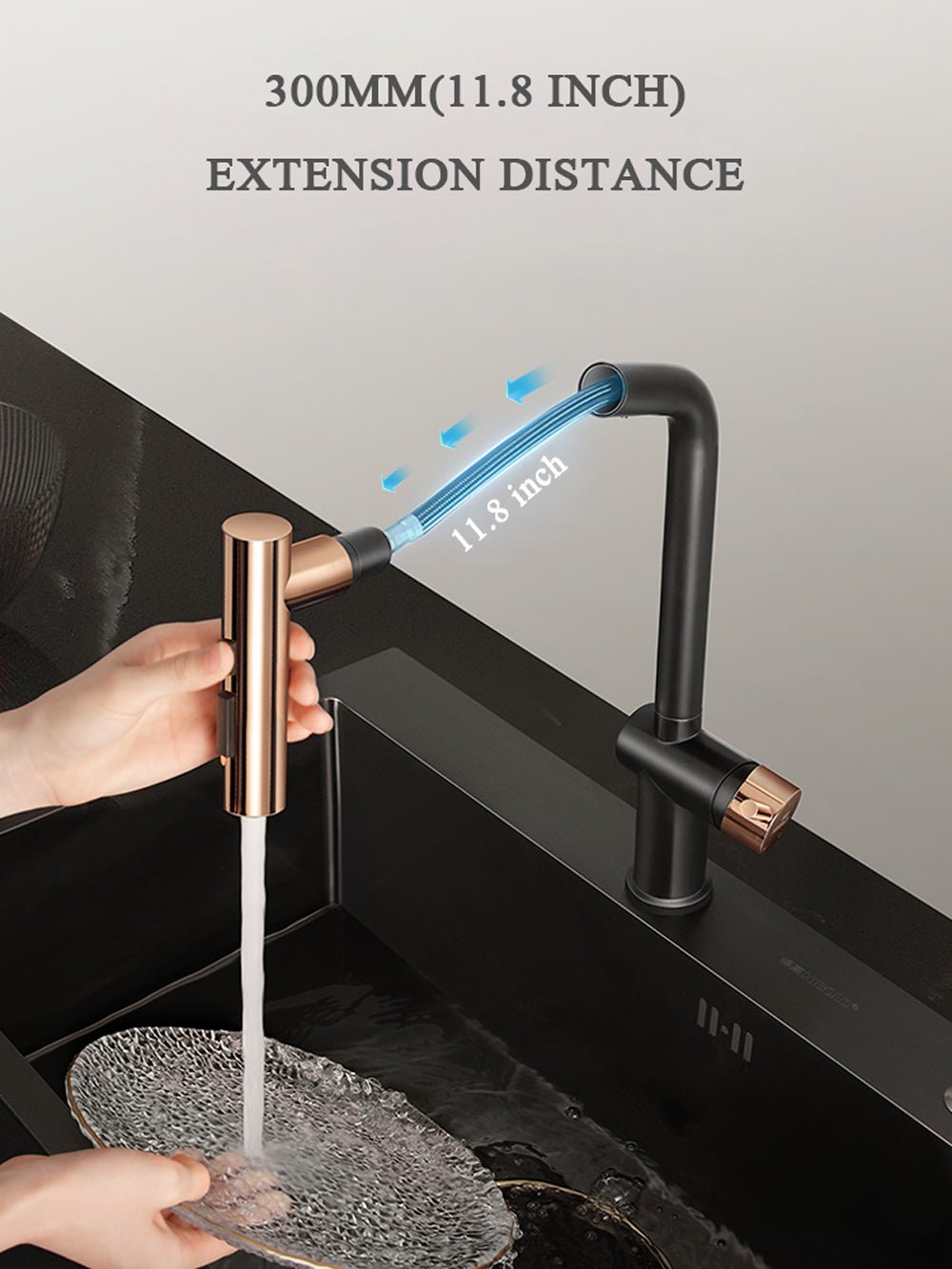 Grito de cocina monomando extraíble – Acabado oro negro / níquel cepillado Home & Garden - Home Improvement - Kitchen Fixtures - Kitchen Faucets | Zulter VIP .