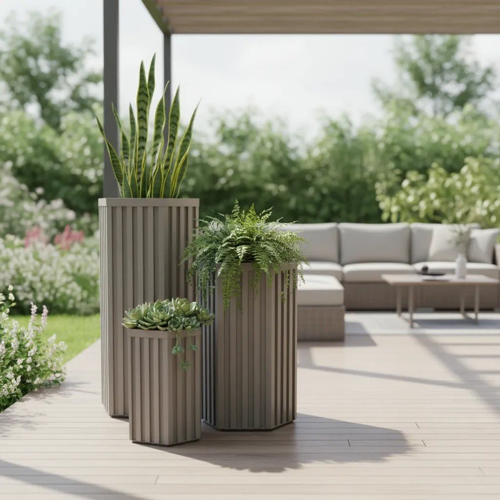 Jardineras Grandes con Columnas Hexagonales y Diseño Arquitectónico Moderno Home & Garden - Garden Supplies - Garden Pots & Planters | Zulter VIP .
