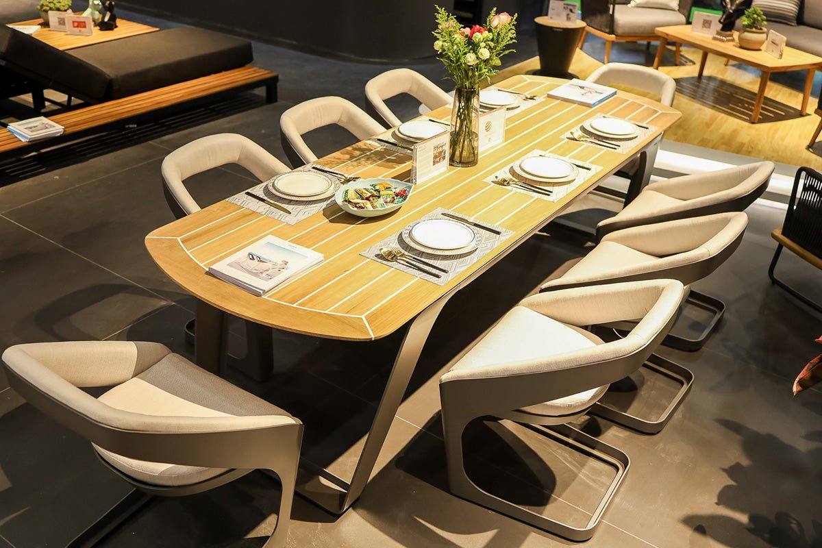 Juego de Comedor Exterior Onda – Teca Premium para 8 Personas Home & Garden - Furniture - Outdoor Furniture - Garden Sets | Zulter VIP .