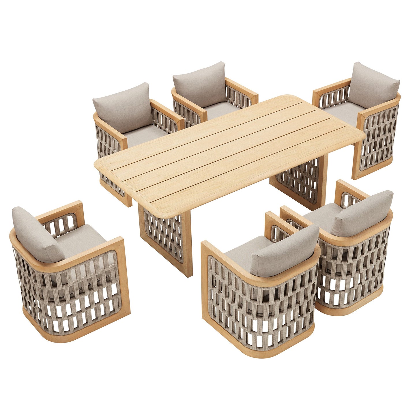 Juego de comedor exterior RIVA (6 personas, teca maciza, cojines incluidos) Home & Garden - Furniture - Outdoor Furniture - Garden Sets | Zulter VIP .