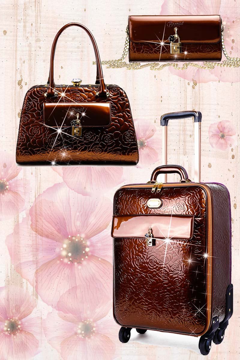 Maleta de 3 piezas en piel vegana con bolso y cartera a juego Bags & Luggage - Women's Bags - Backpacks | Zulter VIP .