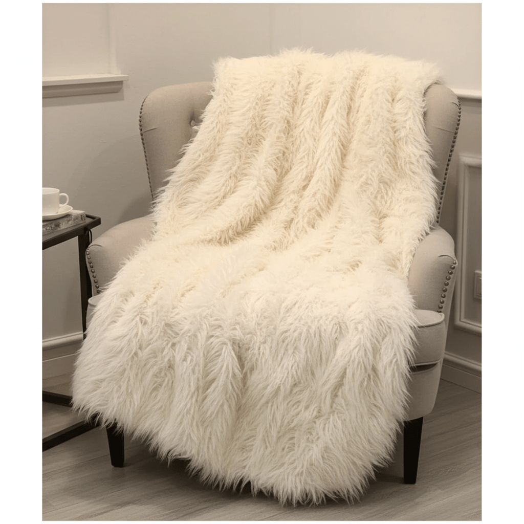 Manta premium de lujo con acabado mongol en tono blanco roto ultrasuave Home & Garden - Home Textile - Pillows | Zulter VIP .