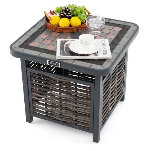 🌞 Mesa auxiliar de ratán PE con orificio para sombrilla – Elegancia y funcionalidad al aire libre Home & Garden - Furniture - Outdoor Furniture - Outdoor Tables | Zulter VIP