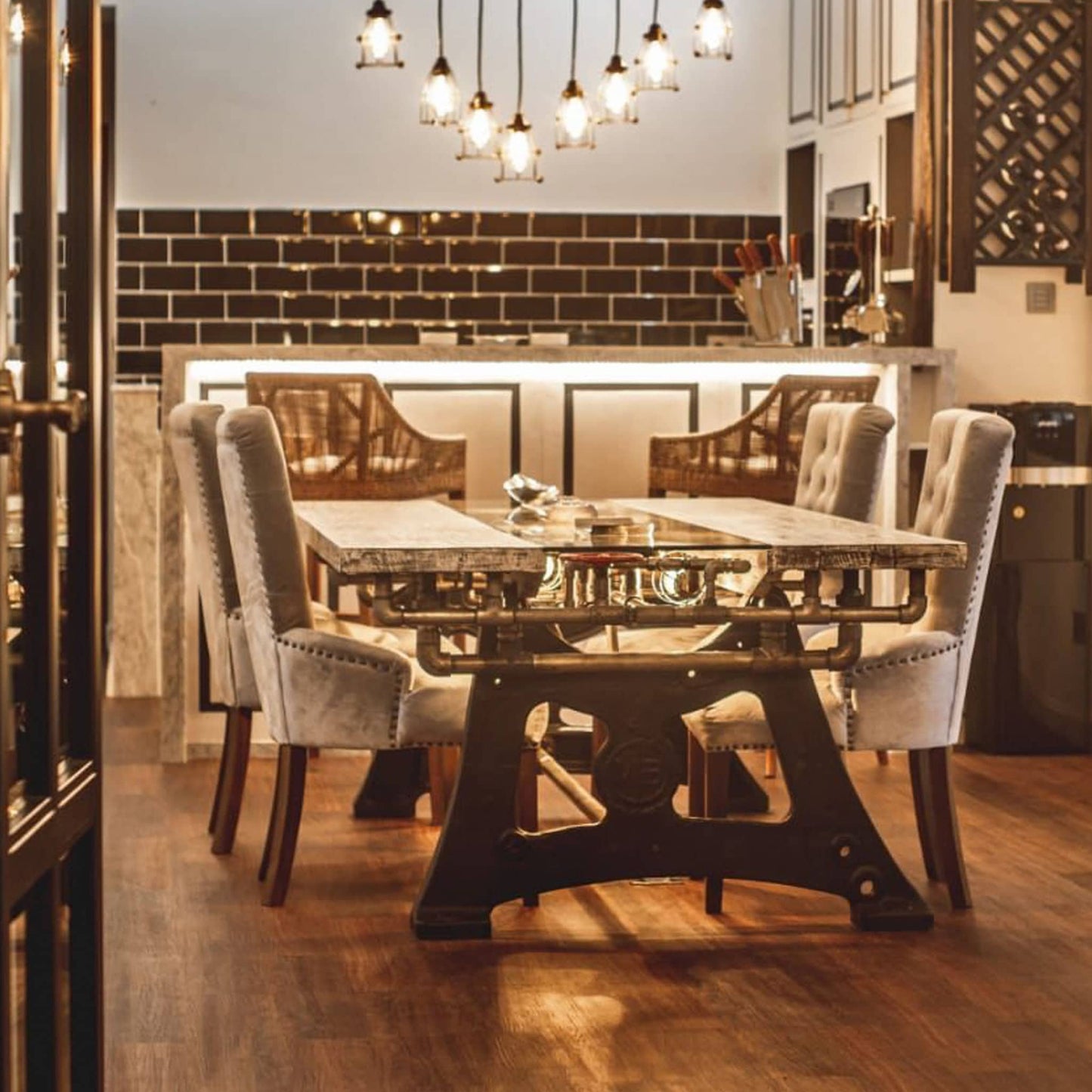 Mesa de comedor artesanal estilo Steampunk – Obra maestra exclusiva Home & Garden - Furniture - Home Furniture - Dining Room Furniture | Zulter VIP