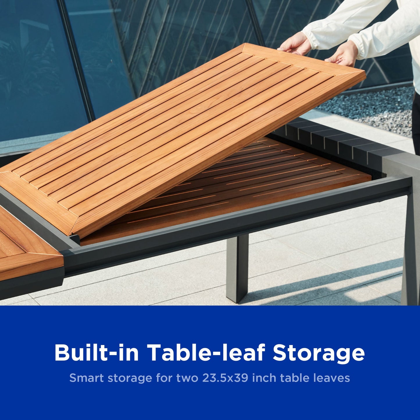 njunto exterior Lumen de teca para 12 personas con mesa extensible de tres posiciones Home & Garden - Furniture - Outdoor Furniture - Garden Sets | Zulter VIP .