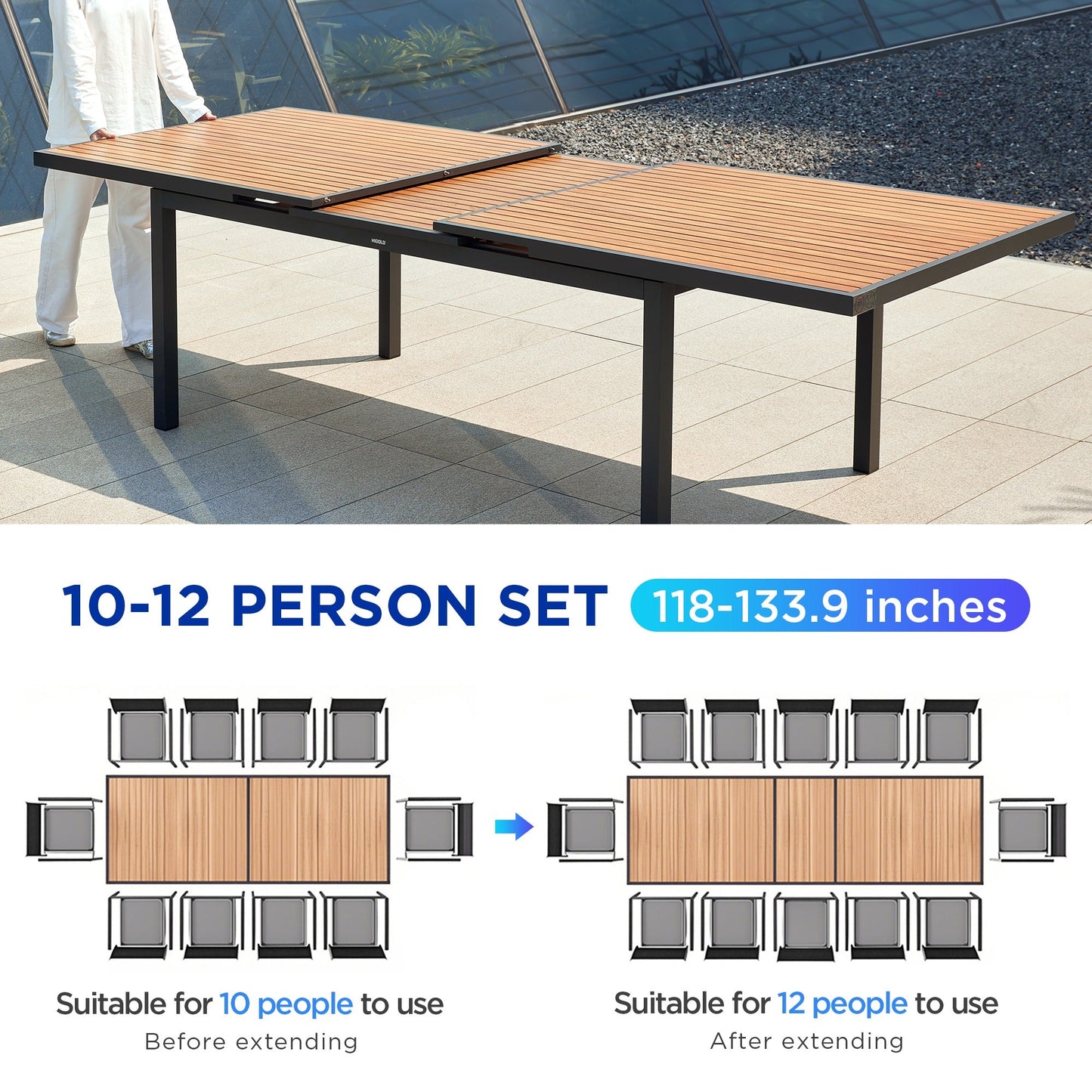 onjunto exterior Heck de teca para 12 personas con mesa extensible y cojines premium Home & Garden - Furniture - Outdoor Furniture - Garden Sets | Zulter VIP .