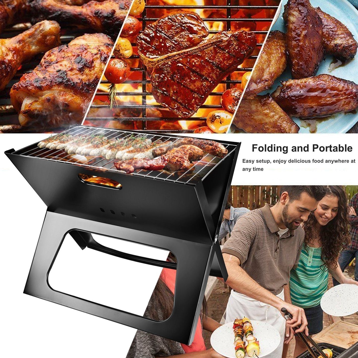 Parrilla portátil de carbón plegable para camping, jardín y viajes Home & Garden - Garden Supplies - BBQ | Zulter VIP