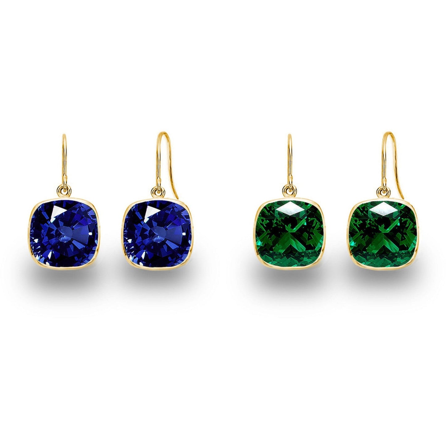 Pendientes colgantes en oro 14K con zafiro y esmeralda cultivados (5 ct) Jewelry & Accessories - Earrings - Drop Earrings | Zulter VIP