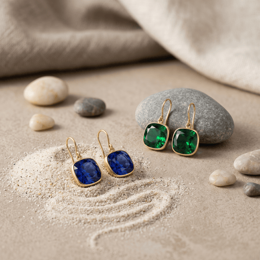 Pendientes colgantes en oro 14K con zafiro y esmeralda cultivados (5 ct) Jewelry & Accessories - Earrings - Drop Earrings | Zulter VIP .