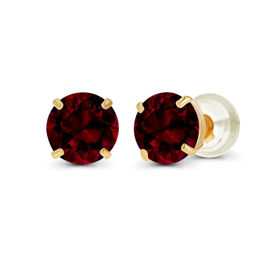 Pendientes de granate rojo natural 2 quilates en oro 14K (clásicos y elegantes) Jewelry & Accessories - Earrings - Stud Earrings | Zulter VIP