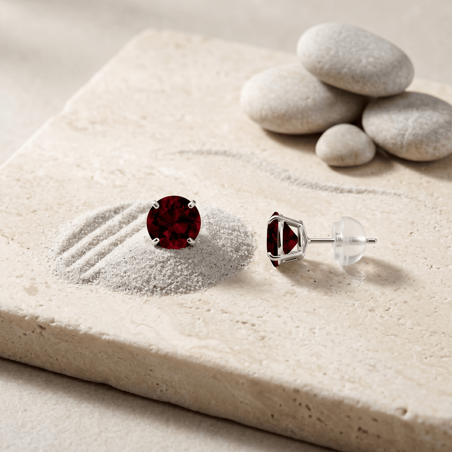 Pendientes de granate rojo natural 2.00 CTW en oro blanco 14K Jewelry & Accessories - Earrings - Stud Earrings | Zulter VIP .