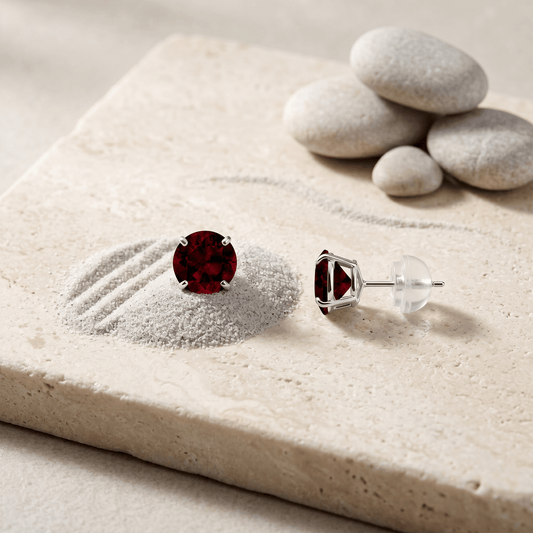 Pendientes de granate rojo natural 2.00 CTW en oro blanco 14K Jewelry & Accessories - Earrings - Stud Earrings | Zulter VIP .