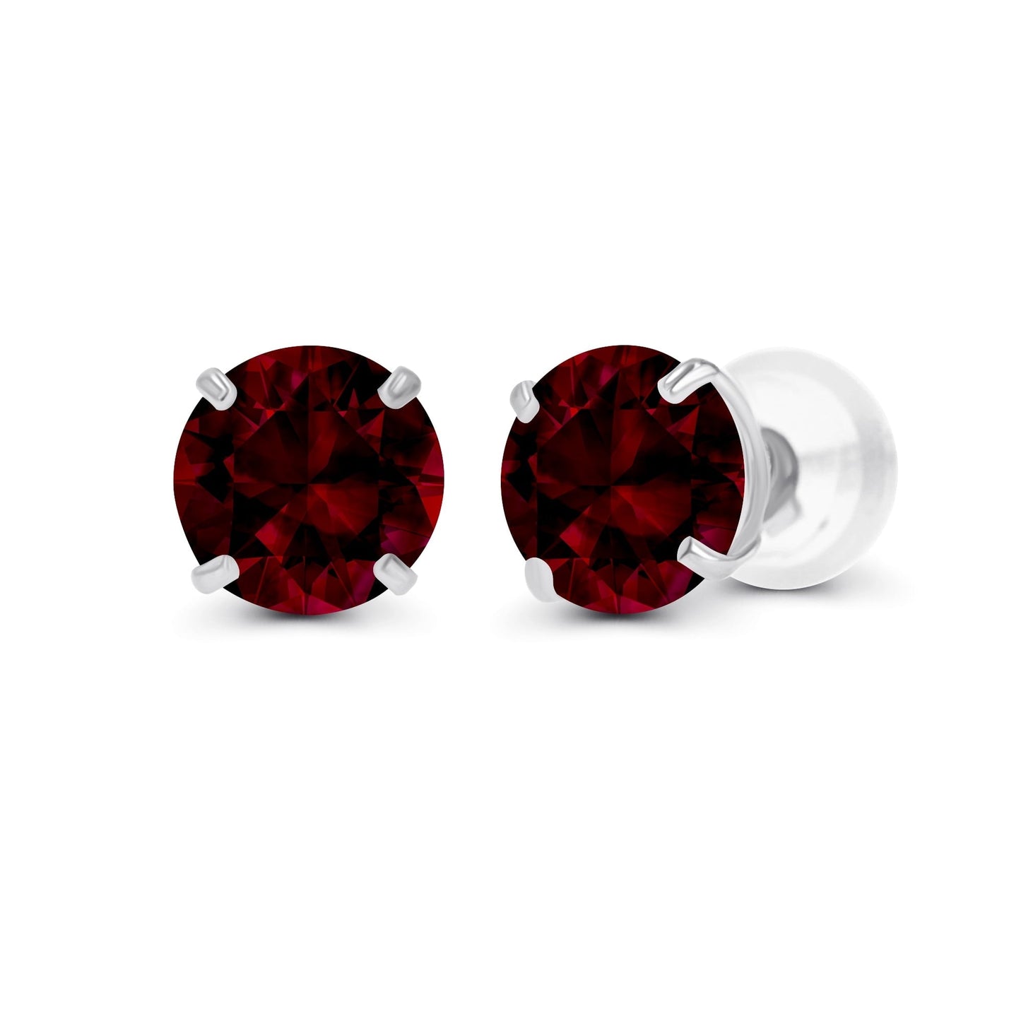 Pendientes de granate rojo natural 2.00 CTW en oro blanco 14K Jewelry & Accessories - Earrings - Stud Earrings | Zulter VIP