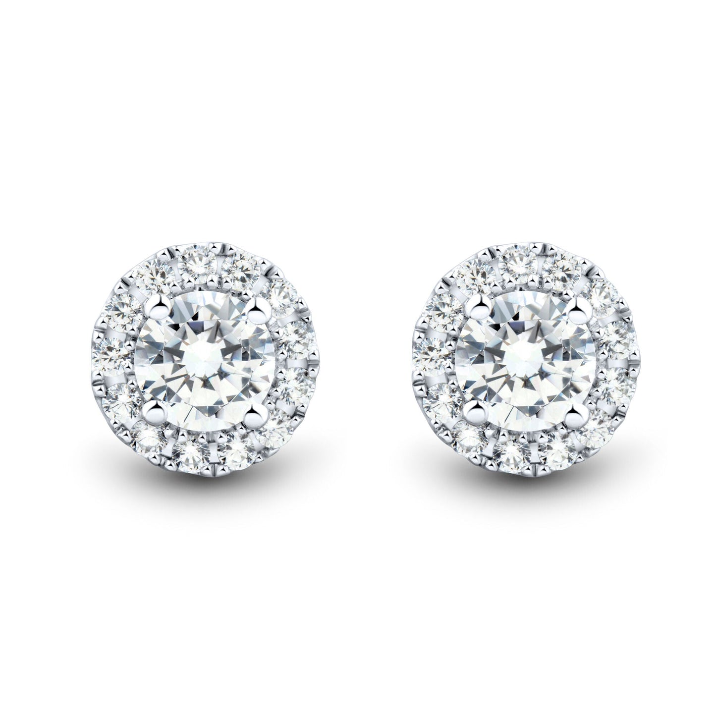 Pendientes Halo de Diamantes 1.00 CTW Certificados AGI en Oro Blanco 14k Jewelry & Accessories - Earrings - Stud Earrings | Zulter VIP