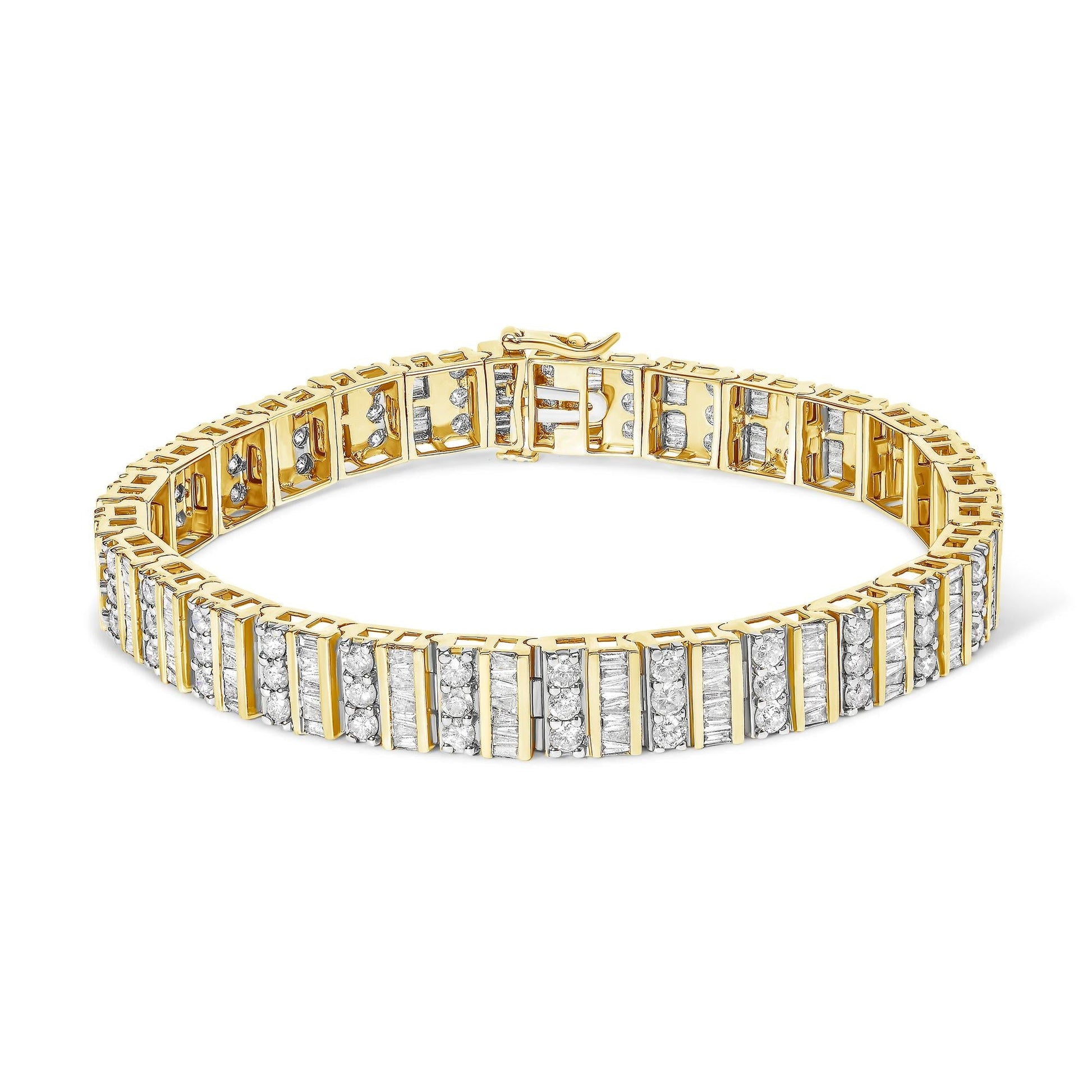 Pulsera de oro amarillo con diamantes redondos y baguette (5,50 quilates) Jewelry & Accessories - Fine Jewelry - Bracelets & Bangles | Zulter VIP .