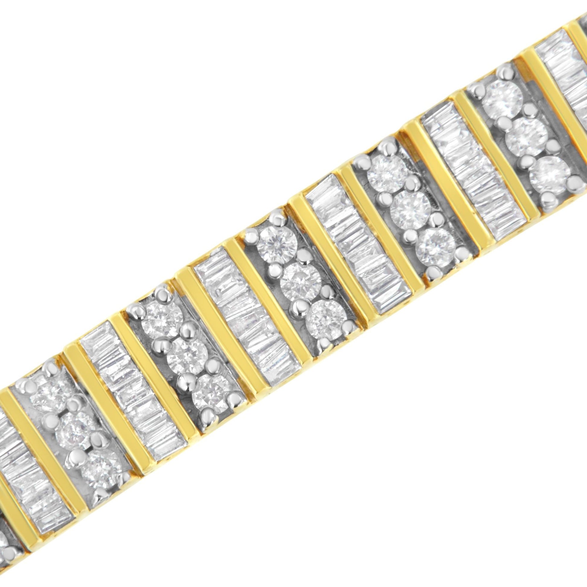 Pulsera de oro amarillo con diamantes redondos y baguette (5,50 quilates) Jewelry & Accessories - Fine Jewelry - Bracelets & Bangles | Zulter VIP .