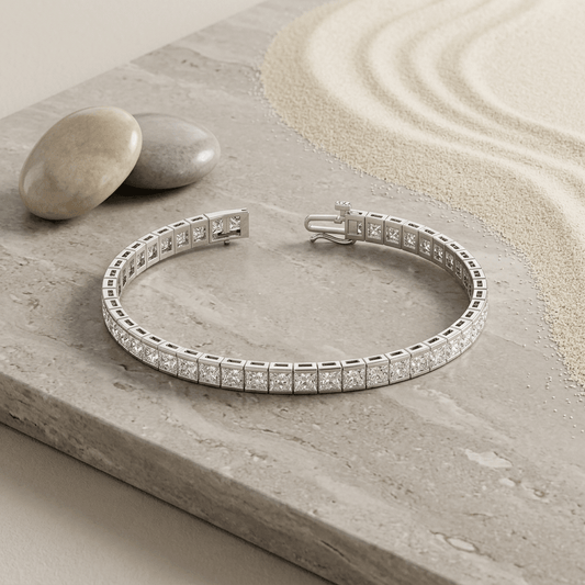 Pulsera de tenis de moissanita corte princesa de 6 quilates en oro de 14 quilates Jewelry & Accessories - Fine Jewelry - Bracelets & Bangles | Zulter VIP .