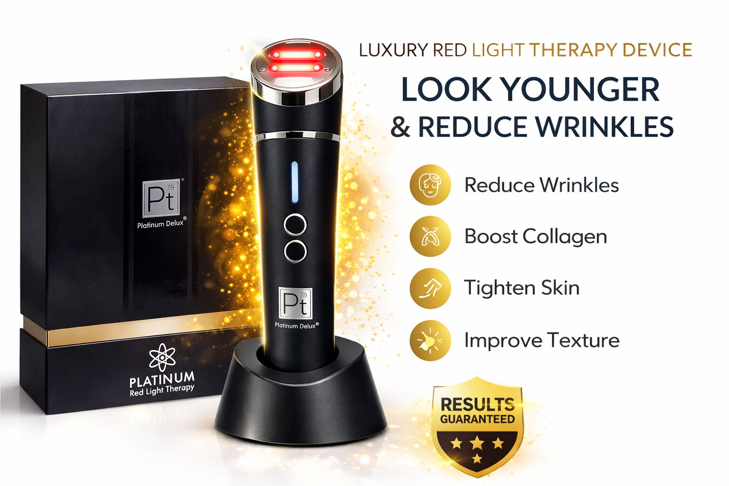 Terapia de Luz Roja Platinum Gold – Dispositivo LED Premium para el Cuidado de la Piel