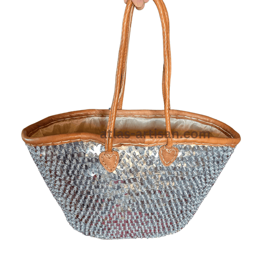 Handgefertigte Handtasche mit glänzenden Lederdetails - Handgefertigt in Marokko