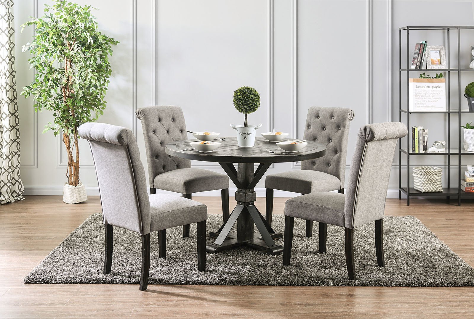 Set de 2 Sillas Vintage de Madera y Lino – Diseño Elegante para Comedor o Salón Home & Garden - Furniture - Home Furniture - Dining Room Furniture | Zulter VIP