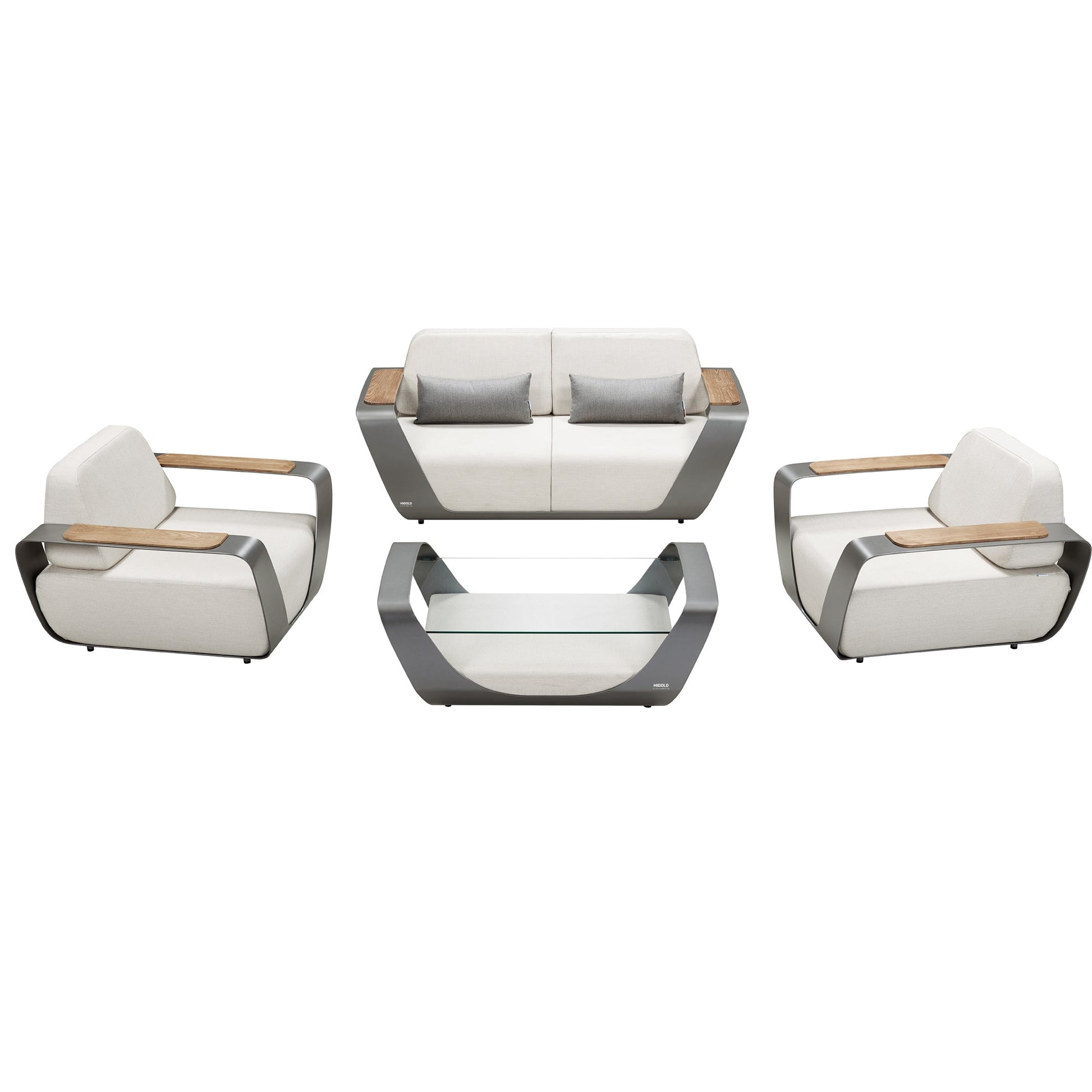 Set de Conversación de Lujo HIGOLD Onda – Aluminio Premium y Teca Natural (4 Plazas) Home & Garden - Furniture - Outdoor Furniture - Garden Sets | Zulter VIP .