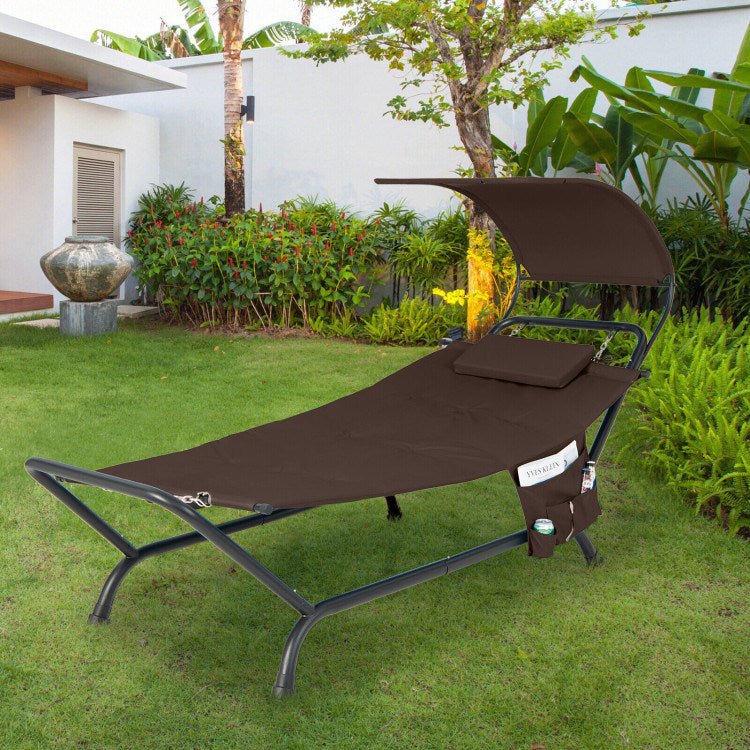🪑 Sillón colgante de jardín con dosel y cojín – Relax exclusivo al aire libre Home & Garden - Furniture - Outdoor Furniture - Patio Benches | Zulter VIP
