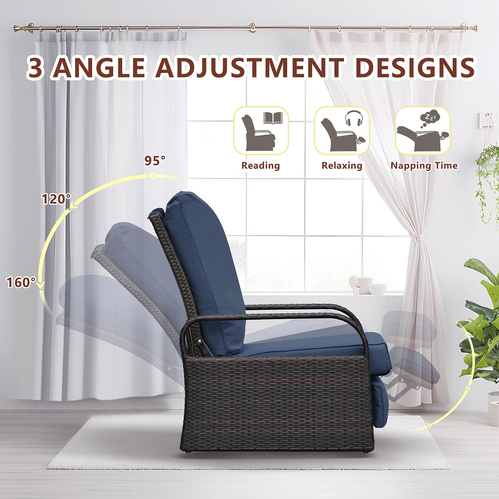 🌿 Sillón reclinable de jardín con reposapiés – Confort total al aire libre Home & Garden - Furniture - Outdoor Furniture - Garden Chairs | Zulter VIP