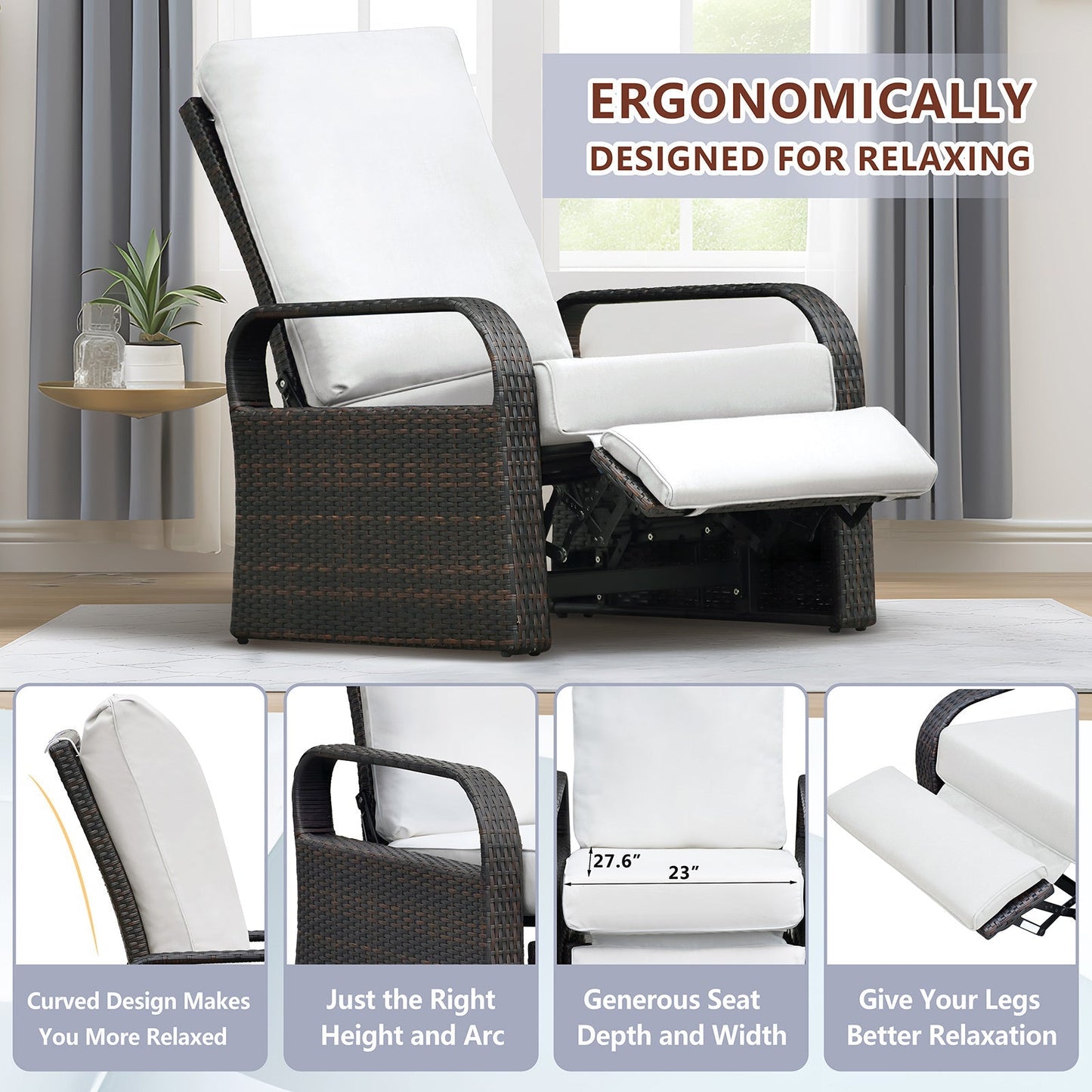 🌿 Sillón reclinable de jardín con reposapiés – Confort total al aire libre Home & Garden - Furniture - Outdoor Furniture - Garden Chairs | Zulter VIP