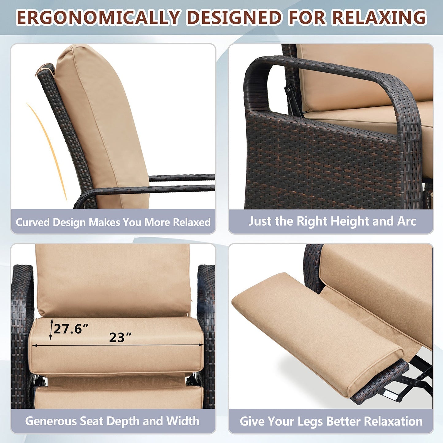 🌿 Sillón reclinable de jardín con reposapiés – Confort total al aire libre Home & Garden - Furniture - Outdoor Furniture - Garden Chairs | Zulter VIP