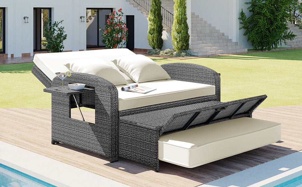 Sofá cama doble de exterior en ratán sintético con cojines premium Home & Garden - Furniture - Home Furniture - Living Room Furniture | Zulter VIP