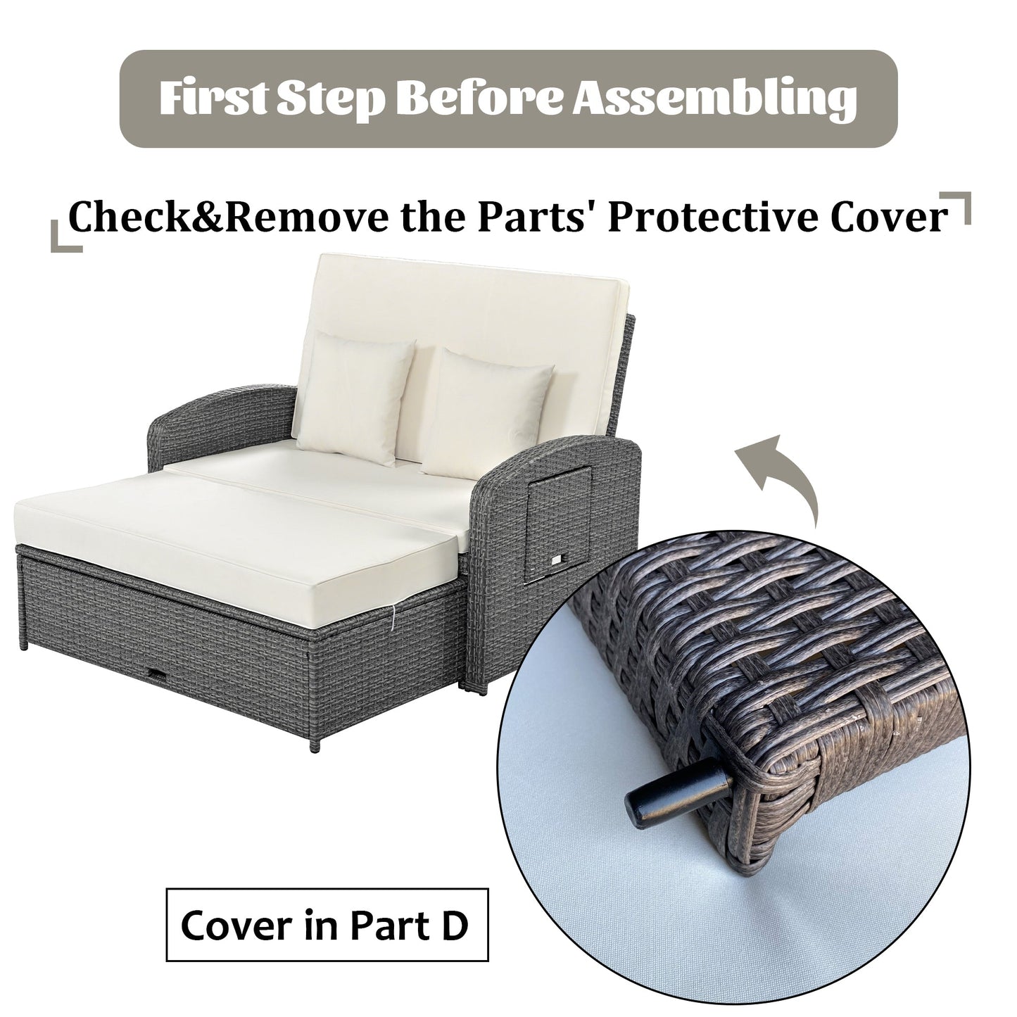 Sofá cama doble de exterior en ratán sintético con cojines premium Home & Garden - Furniture - Home Furniture - Living Room Furniture | Zulter VIP