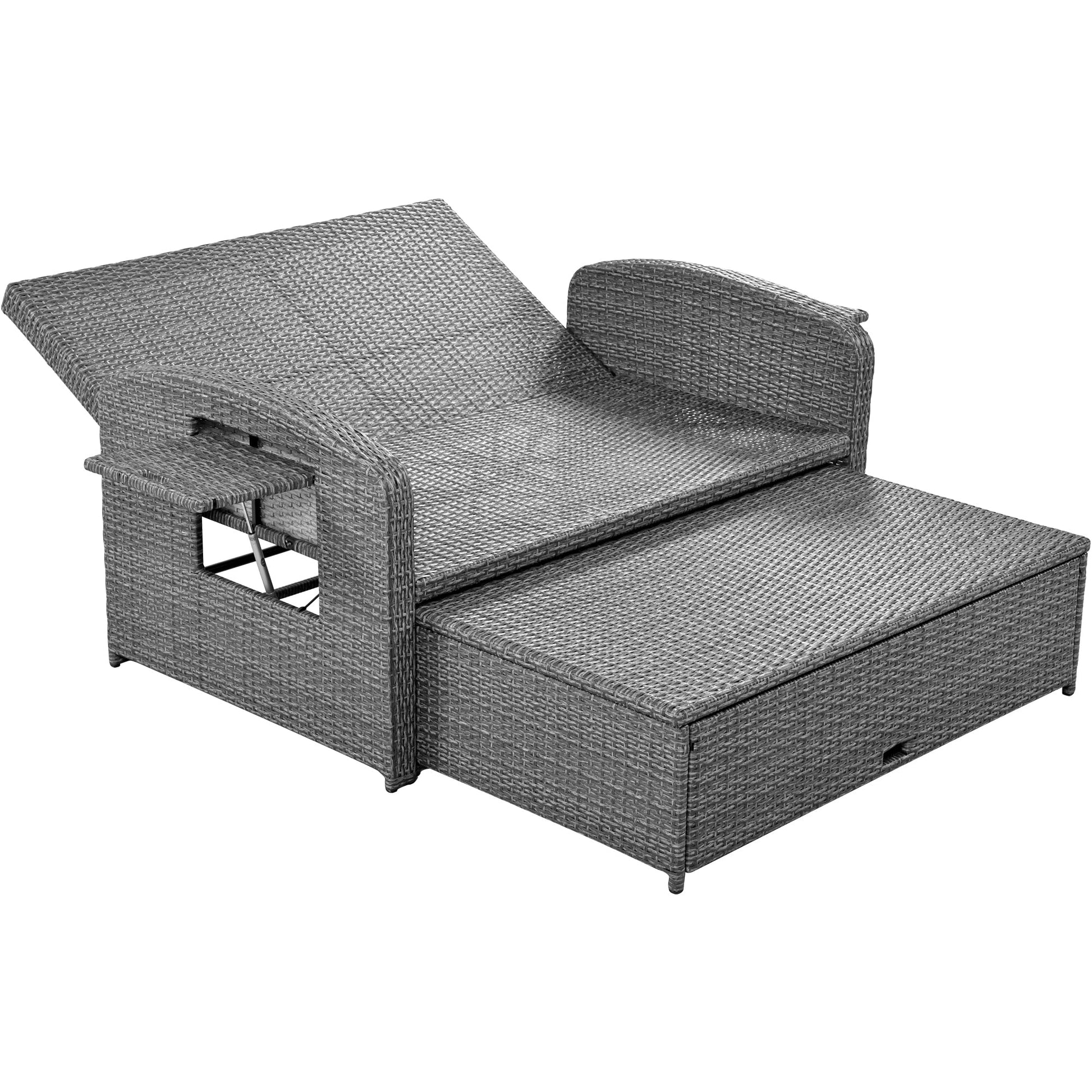Sofá cama doble de exterior en ratán sintético con cojines premium Home & Garden - Furniture - Home Furniture - Living Room Furniture | Zulter VIP