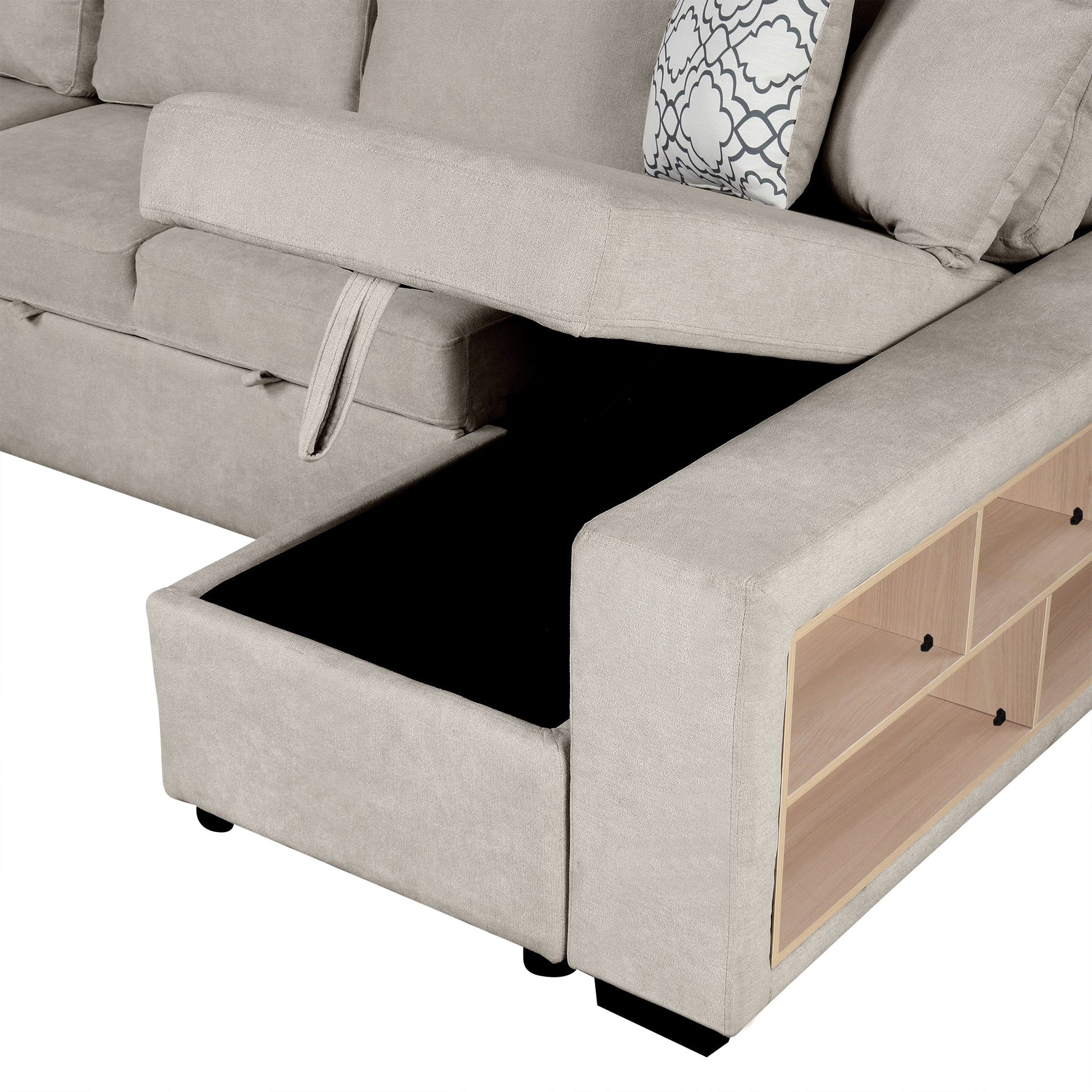 Sofá Cama Seccional en U de 109" con Puertos USB, Almacenamiento y Cojines – Confort y Funcionalidad Premium Home & Garden - Furniture - Home Furniture | Zulter VIP