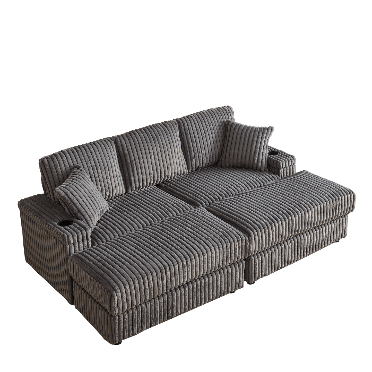 Sofá de pana 3 plazas con cojines y otomana – Estilo moderno Home & Garden - Furniture - Home Furniture | Zulter VIP