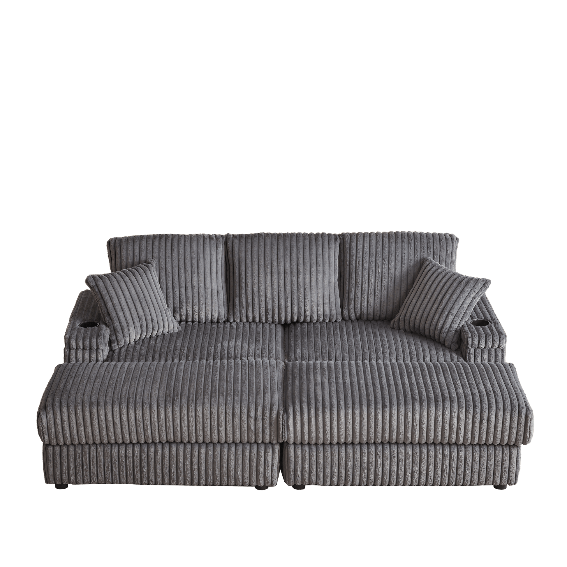 Sofá de pana 3 plazas con cojines y otomana – Estilo moderno Home & Garden - Furniture - Home Furniture | Zulter VIP