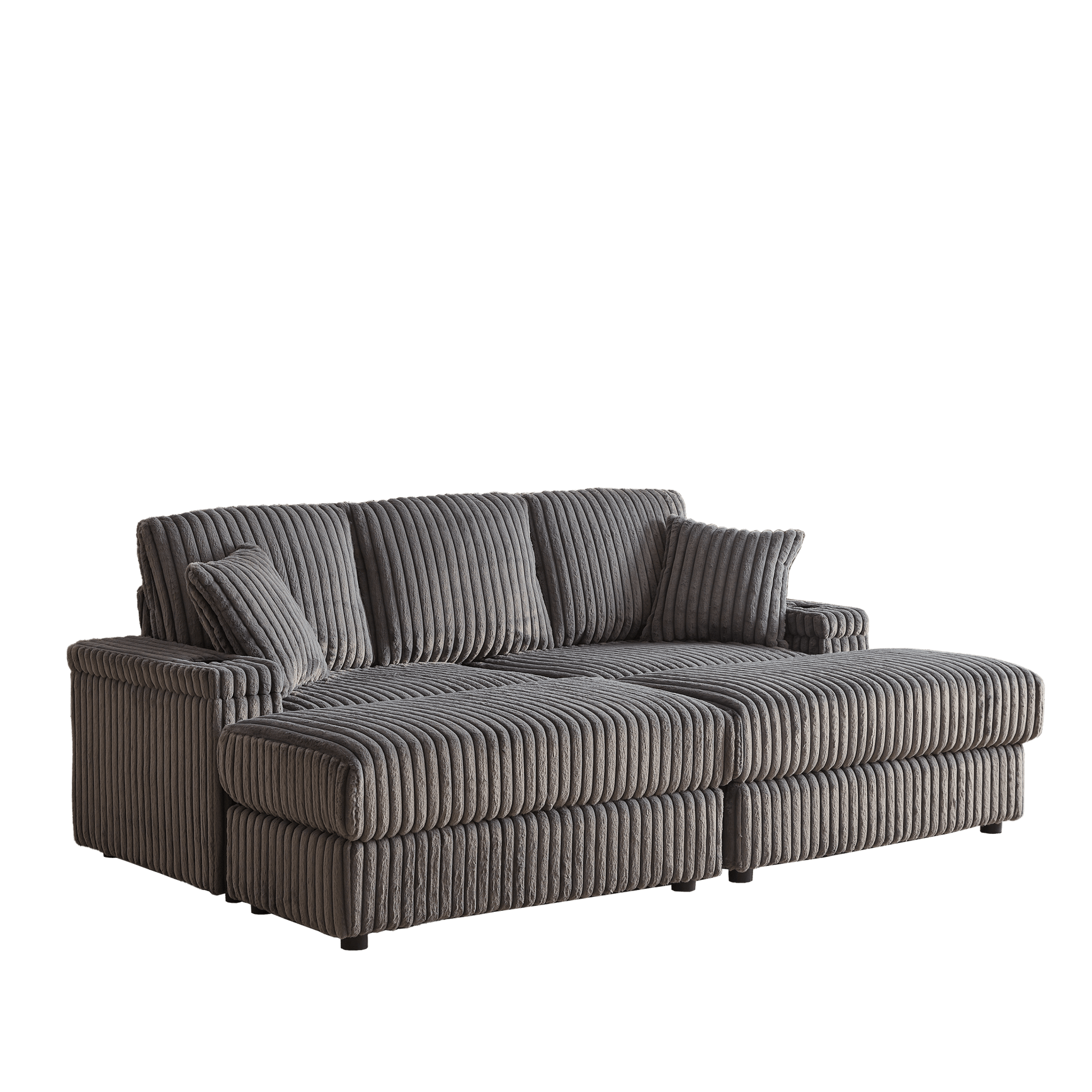 Sofá de pana 3 plazas con cojines y otomana – Estilo moderno Home & Garden - Furniture - Home Furniture | Zulter VIP