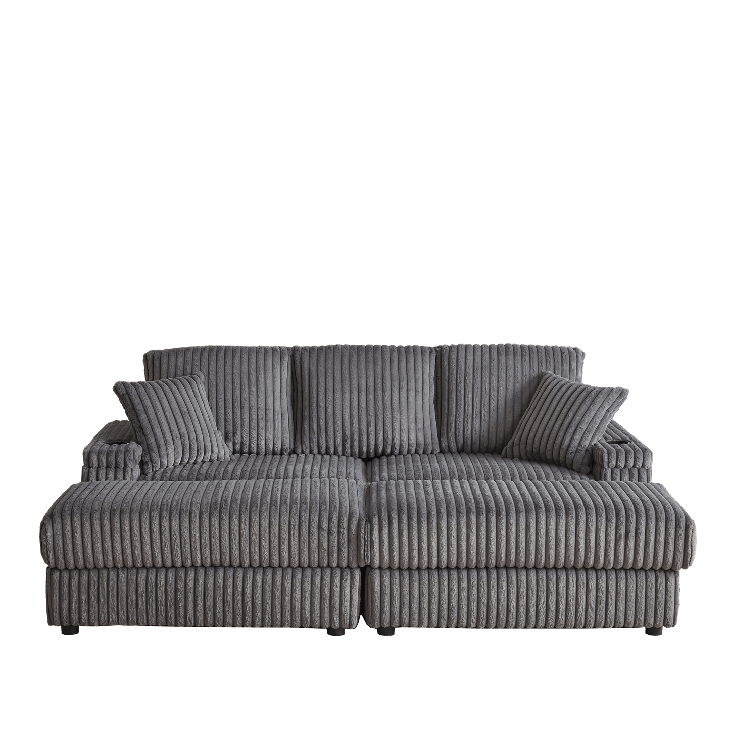 Sofá de pana 3 plazas con cojines y otomana – Estilo moderno Home & Garden - Furniture - Home Furniture | Zulter VIP