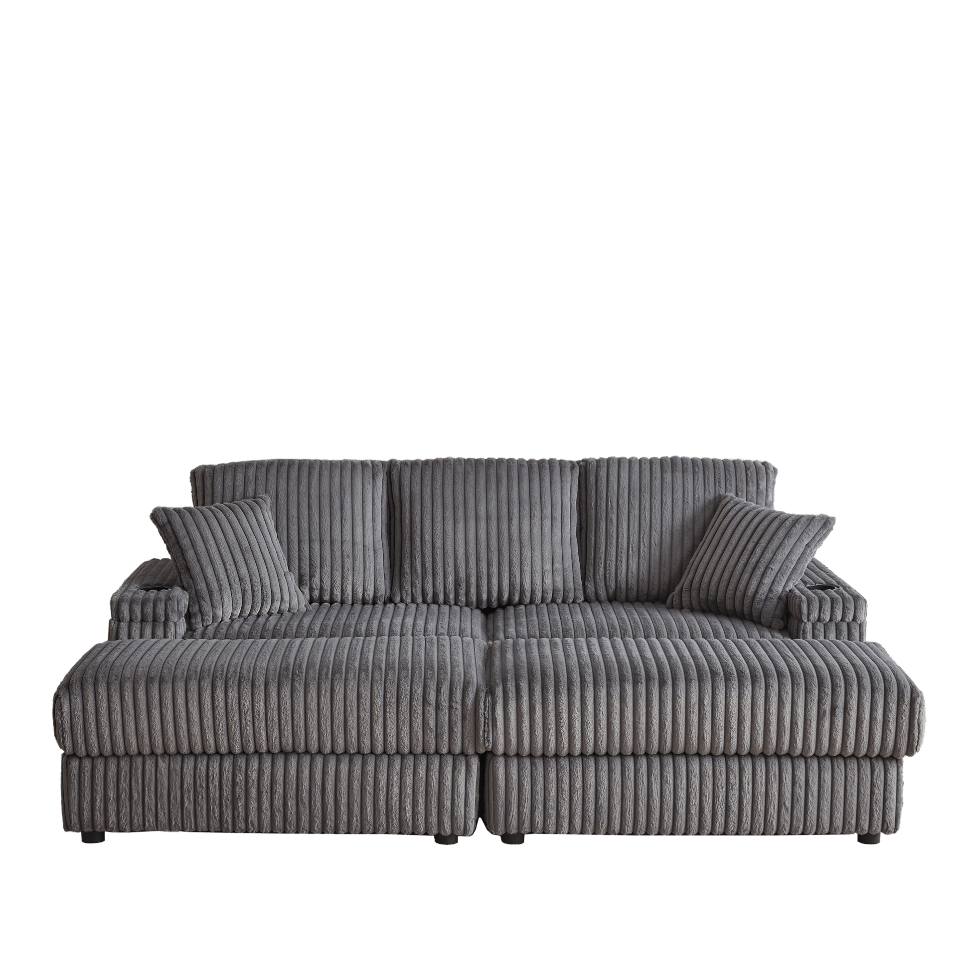 Sofá de pana 3 plazas con cojines y otomana – Estilo moderno Home & Garden - Furniture - Home Furniture | Zulter VIP