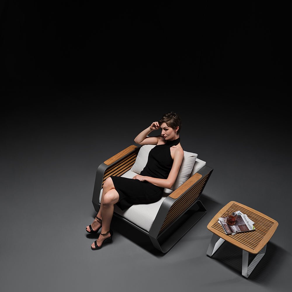 Sofá exterior premium para 5 personas en aluminio y teca con diseño envolvente Home & Garden - Furniture - Outdoor Furniture - Garden Sets | Zulter VIP .