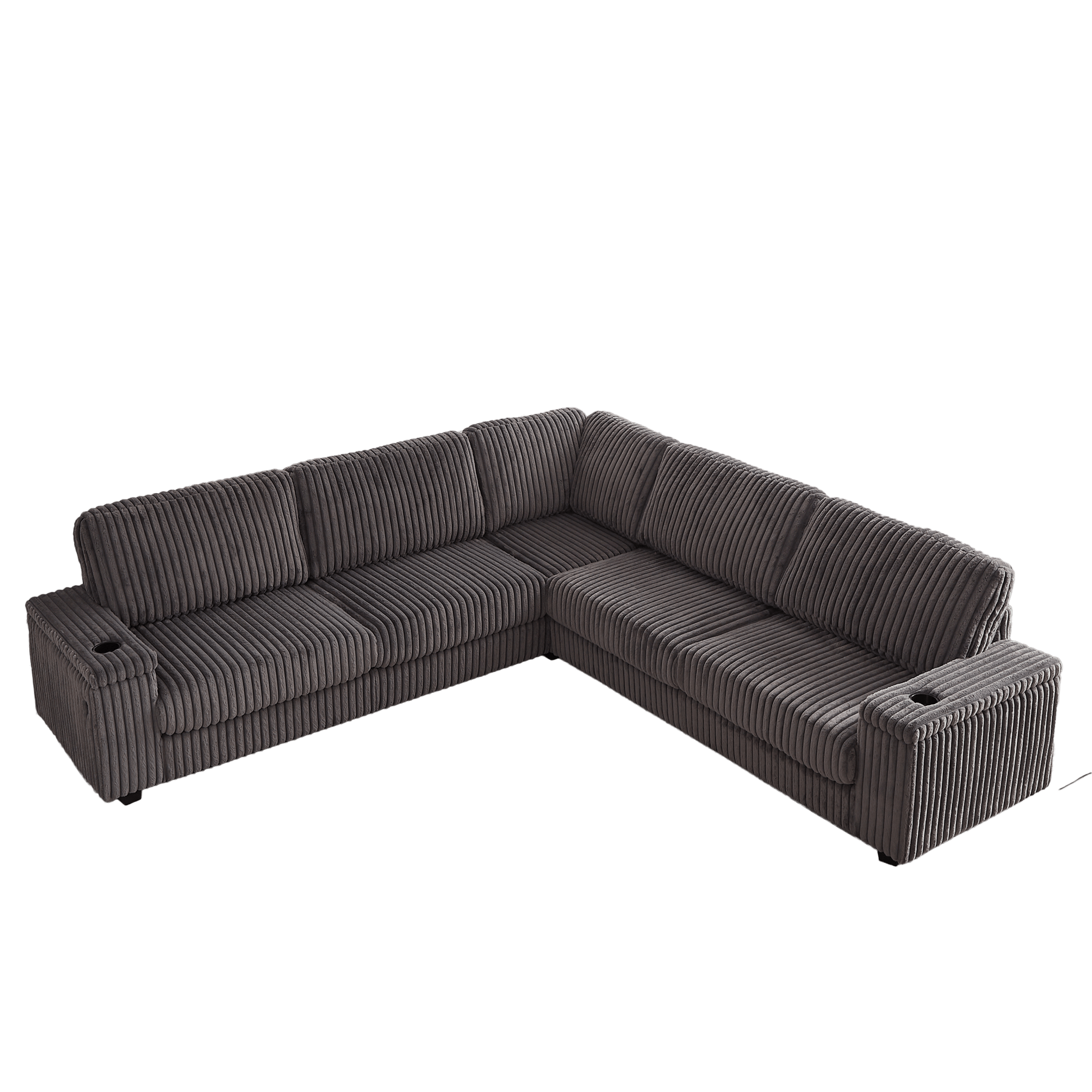 Sofá rinconero XXL de pana gris con chaise longue y almacenaje Home & Garden - Furniture - Home Furniture | Zulter VIP