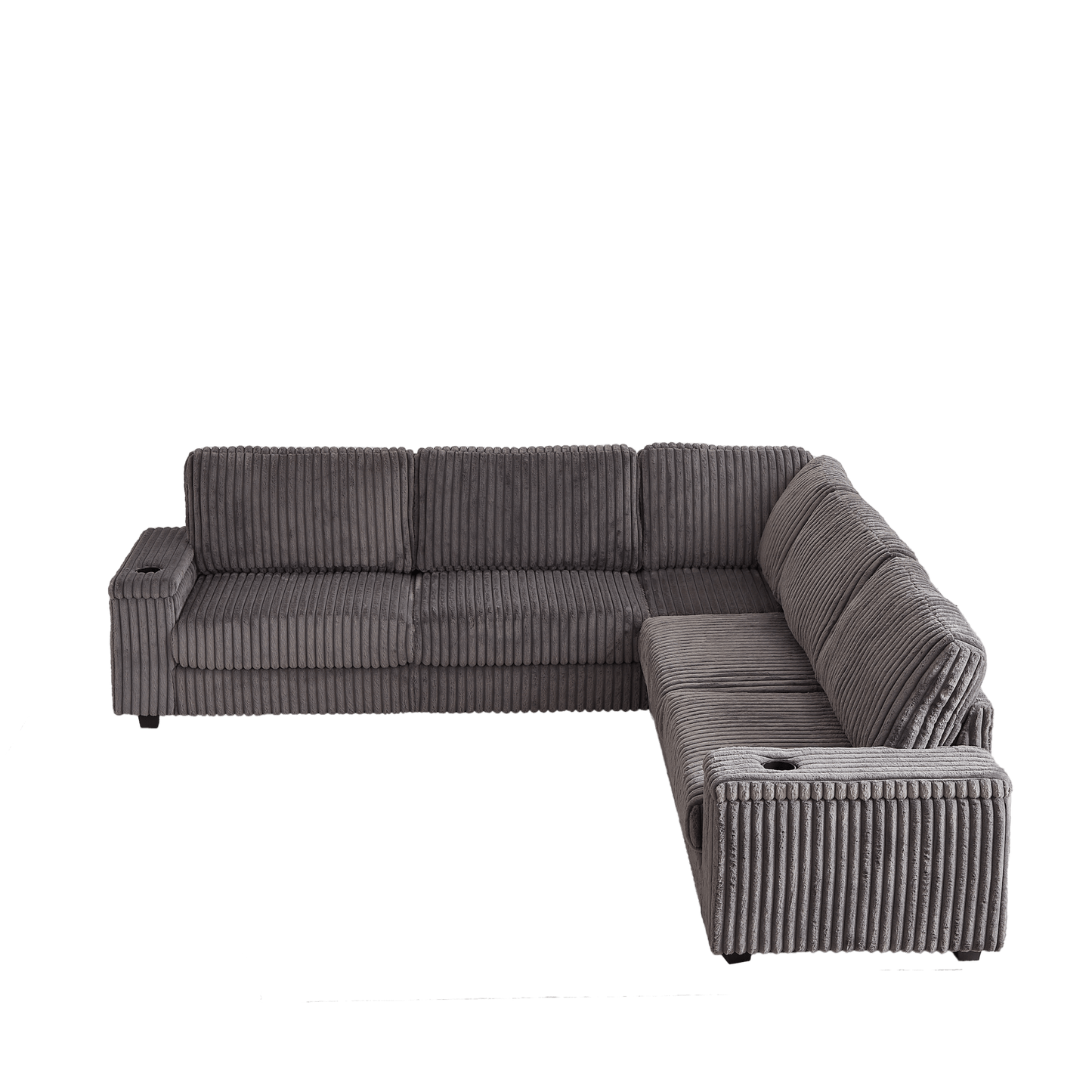 Sofá rinconero XXL de pana gris con chaise longue y almacenaje Home & Garden - Furniture - Home Furniture | Zulter VIP