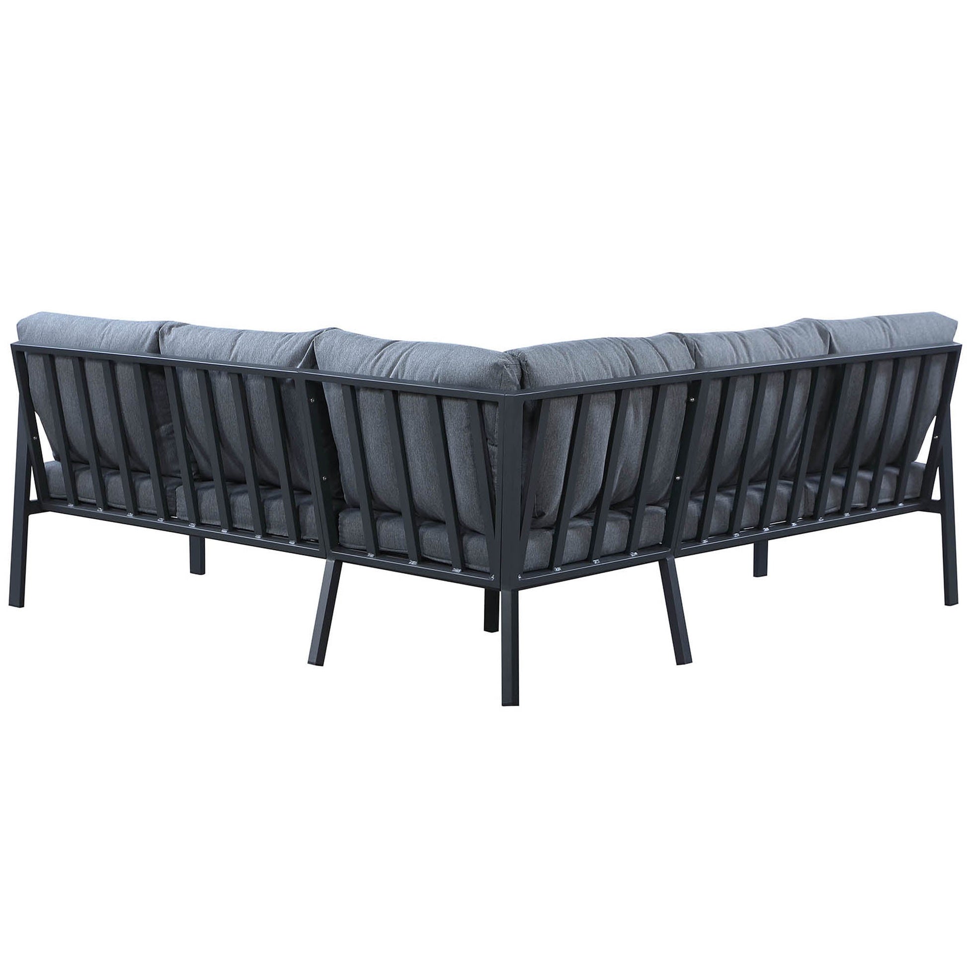 Sofá seccional exterior Rossio de 4 piezas con estructura en aluminio carbón mate y acabado en teca Home & Garden - Furniture - Outdoor Furniture - Garden Sofas | Zulter VIP .