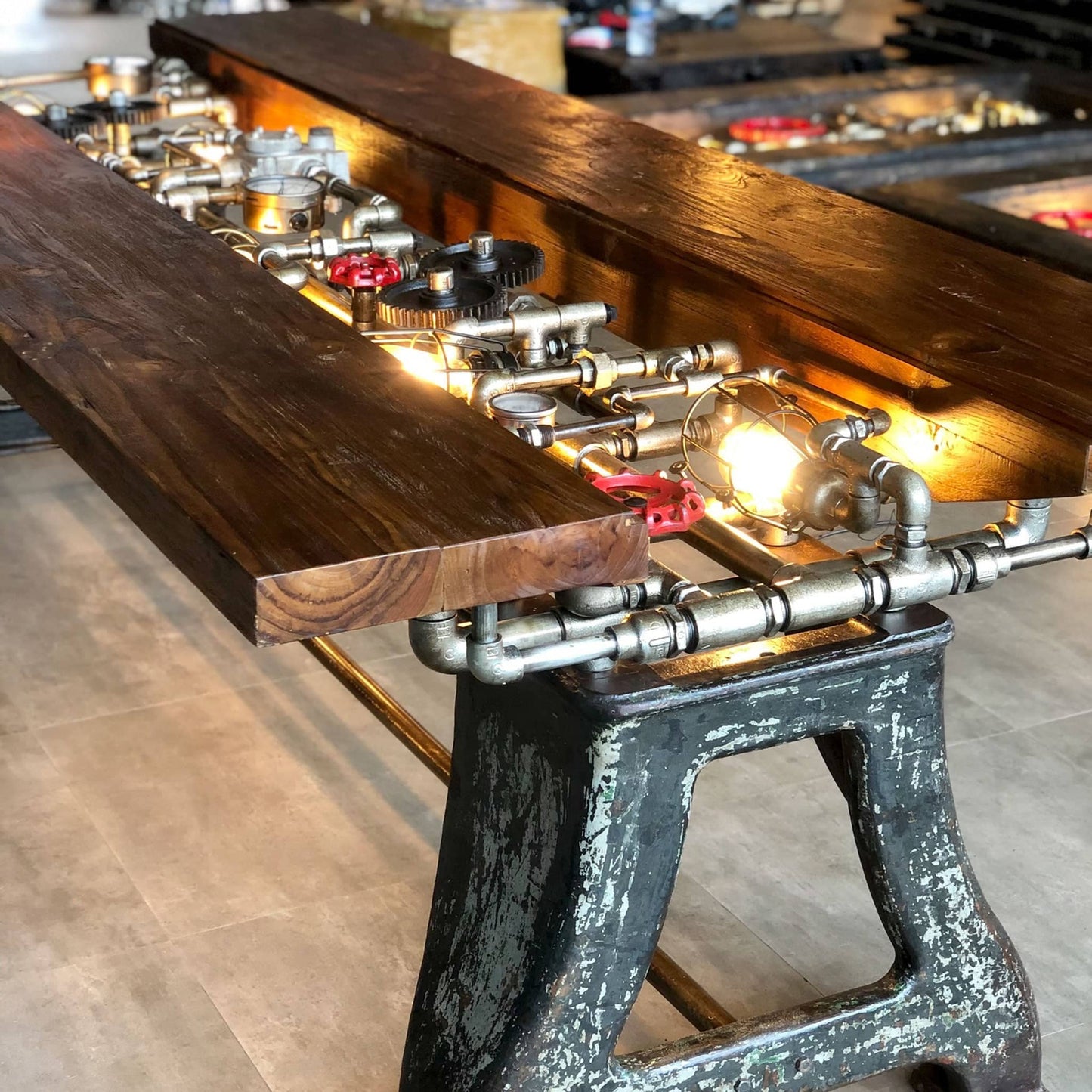 Handcrafted Steampunk Dining Table - Exclusive Masterpiece