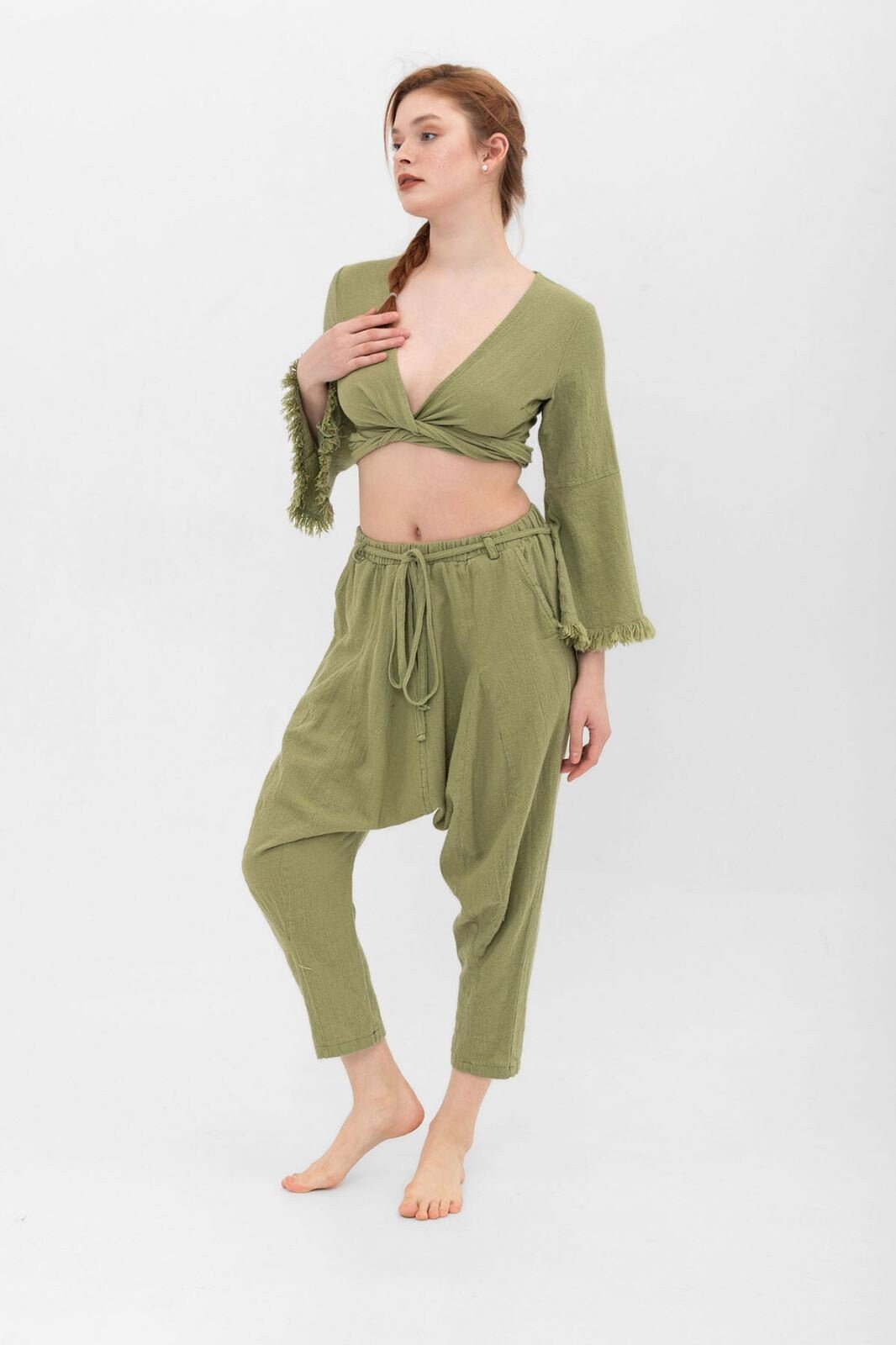 🌿 Top Corto Bohemio Cruzado de Algodón Orgánico Women's Fashion - Women's Clothing - Tops & Tees - Tank Tops | Zulter VIP