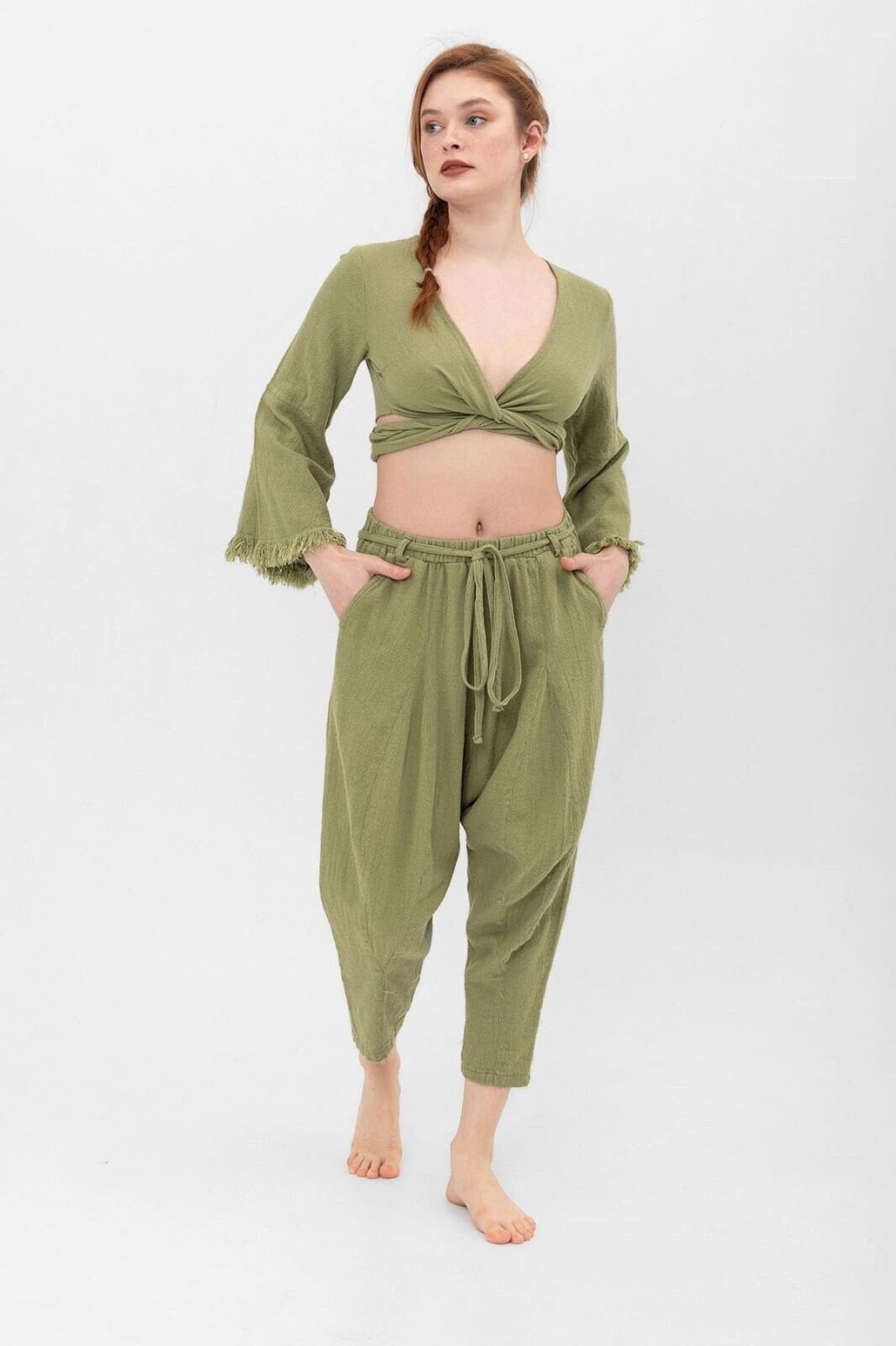 🌿 Top Corto Bohemio Cruzado de Algodón Orgánico Women's Fashion - Women's Clothing - Tops & Tees - Tank Tops | Zulter VIP