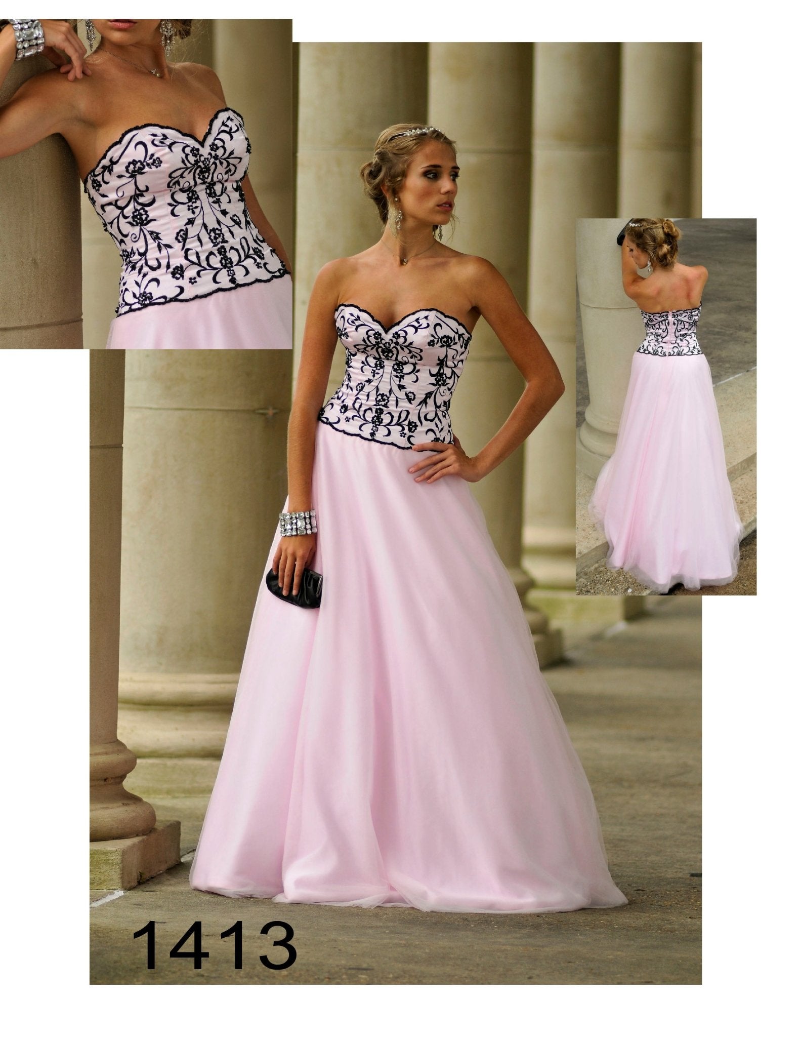 Vestido de gala con cuerpo bordado y falda vaporosa en caída suave Women's Fashion - Weddings & Events - Evening Dresses | Zulter VIP .