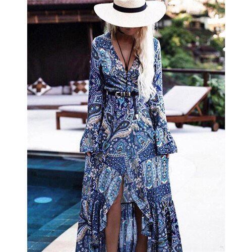 Vestido Largo Bohemio de Verano Mujer – Sexy, Elegante y Vintage Floral Women's Fashion - Women's Clothing - Dress - Sleeveless Dress | Zulter VIP