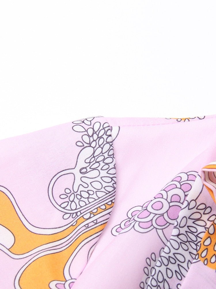 Vestido mini de lujo con estampado vintage y cuello lazo – Edición exclusiva Women's Fashion - Women's Clothing - Dress - Long - Sleeve Dress | Zulter VIP